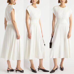 Modern Citizen Prima Jersey Midi Dress in White Size L Regular $168 Minimalist